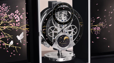 jaeger lecoultre celebrates cherry blossom season with a one of a kind atmos clock creation