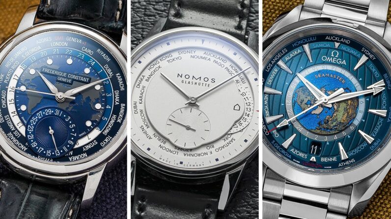 Three of the BEST Luxury World Time Watches Under $10,000: Frederique Constant, NOMOS, and OMEGA