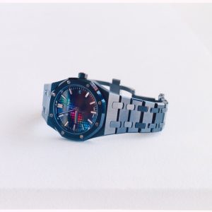 a closer look at the rainbow accented audemars piguet limited edition royal oak x carolina bucci black ceramic watch