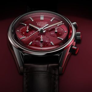 tag heuer just dropped a limited edition carrera chronograph with a striking crimson dial