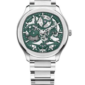 a closer look at the piaget polo green date and skeleton watches
